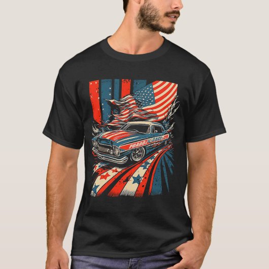 T-shirt Dirt Track Racing Automobile Race American Indepen (Devant)