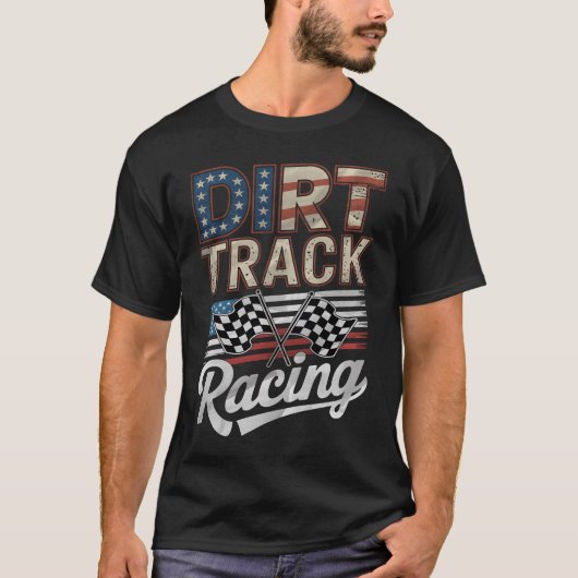T-shirt Dirt Track Racing Patriotique American Flag Sprint (Devant)