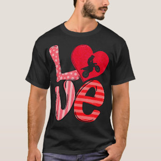 T-shirt Dirt Vélo Coeurs Aimer Valentines Jour Vélo Dirt L