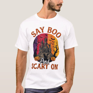 T-shirt Dis Boo Halloween effrayant Maison hantée Chat noi