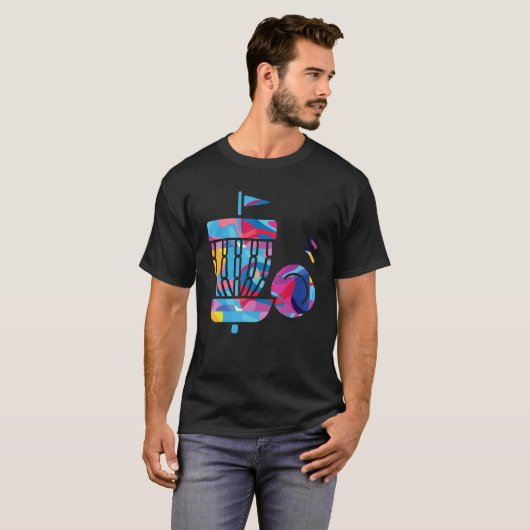 T-shirt Disc Golf player Graphisme coloré (Devant entier)