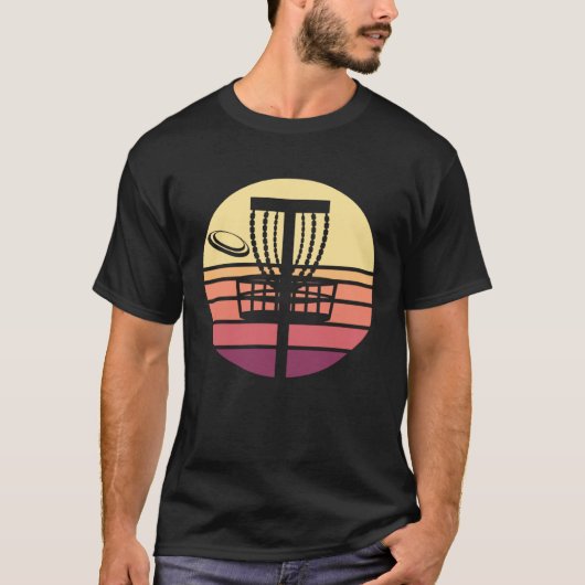 T-shirt Disc Golf Retro Sunset (Devant)