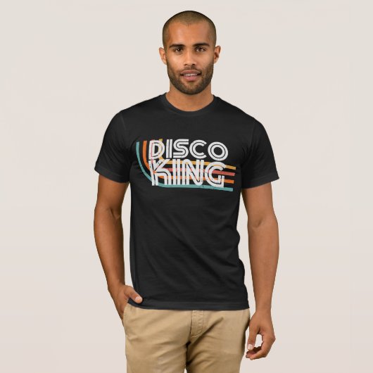 T-shirt Disco king rétro arc-en-ciel texte blanc (Devant entier)