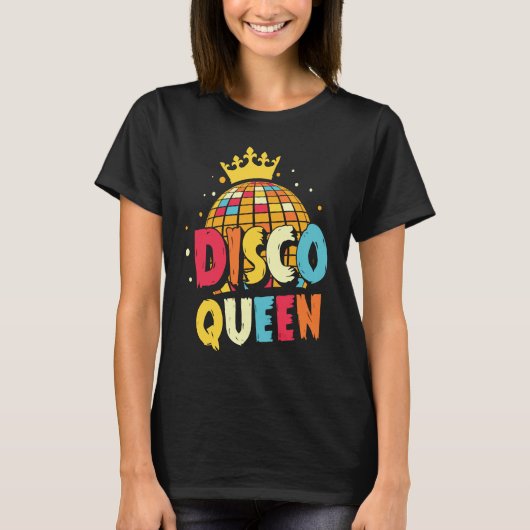 T-shirt Disco Queen 1970s Retro Party 70s Matching Hallowe (Devant)