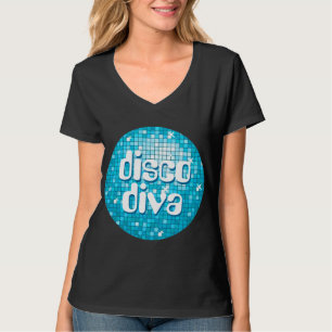 T-shirt Disco Tiles Blue 'disco diva' v-neck