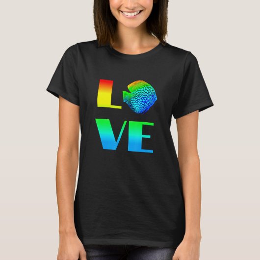T-shirt Discus Fish Rainbow Love Aquarium Exotique Poisson (Devant)