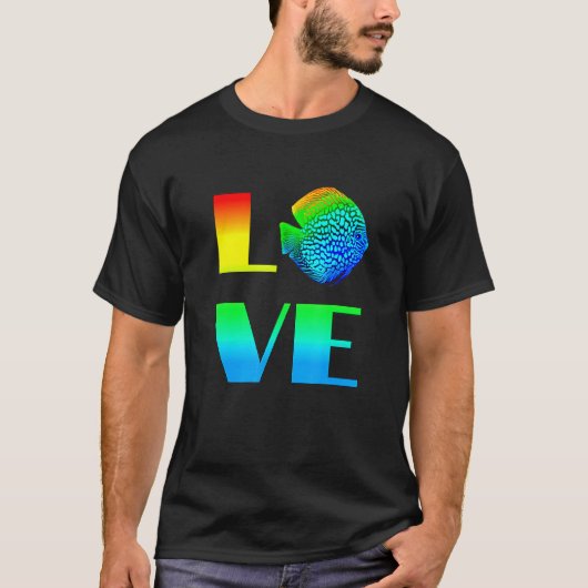 T-shirt Discus Fish Rainbow Love Aquarium Exotique Poisson (Devant)