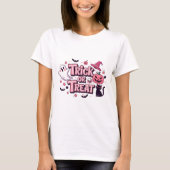 T-shirt Diseño rosa de Halloween "Trick or Trea" Fantasma (Devant)