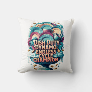 T-shirt 'Dish Duty Dynamo', kampioen van de eindel Kussen