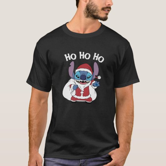 T-shirt Disney Lilo Stitch Noël Santa Claus Stitch Ho (Devant)