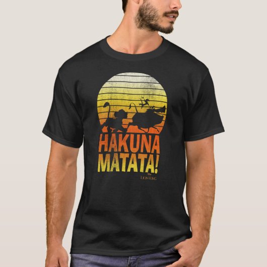 T-shirt Disney Lion King Hakuna Matata Retro Distressed Gr (Devant)