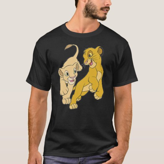 T-shirt Disney Lion King Simba And Nala Playful Portrait (Devant)