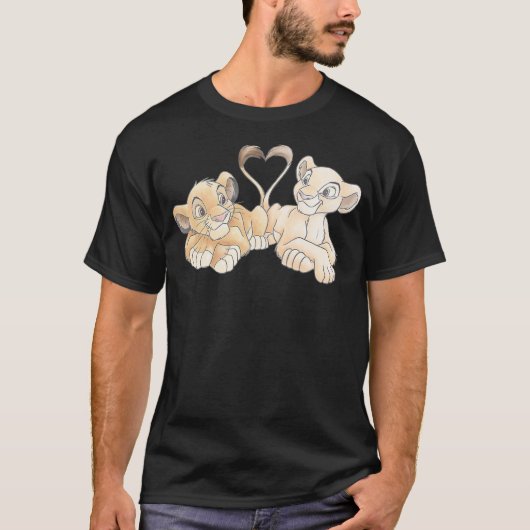 T-shirt Disney The Lion King Simba and Nala Hearts Valenti (Devant)
