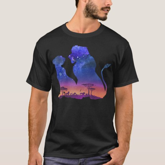 T-shirt Disney The Lion King Simba And Nala Silhouette Fil (Devant)