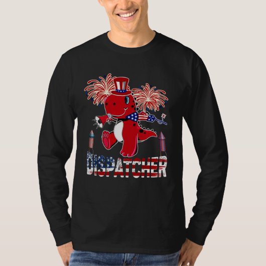 T-shirt Dispatcher American Flag rex Fireworks 4th of Jul (Devant)