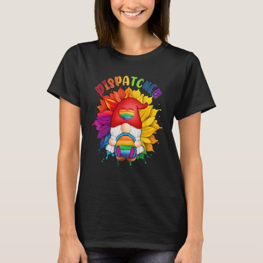 T-shirt Dispatcher Costume Gnome Proud LGBT Sunflower Rain (Devant)
