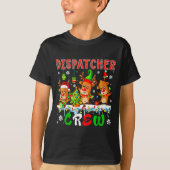 T-shirt Dispatcher Crew Three Cute Santa Elf Reindeers Xma (Devant)