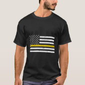 T-shirt Dispatcher de ligne d'or mince 911 Police Dispatch (Devant)
