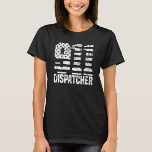 T-shirt Dispatcher Drapeau américain - Ligne mince or Poli