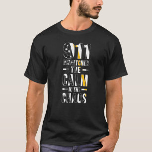 T-shirt Dispatcher d'urgence Calm 911 Ligne jaune mince