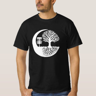 T-shirt Disque de golf noir et blanc et racines d'arbre