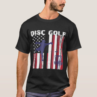 T-shirt Disque Golf American Drapeau 4 juillet Rouge Blanc