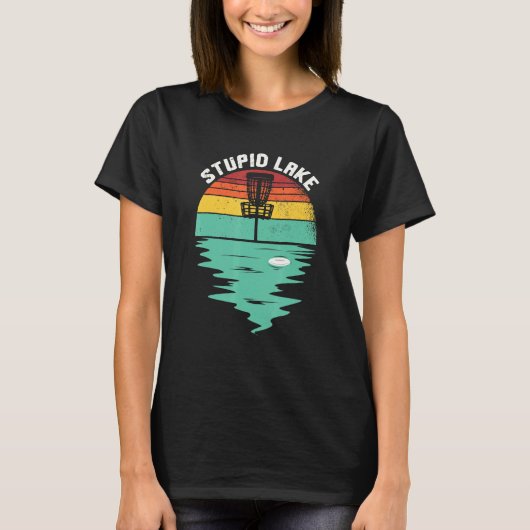 T-shirt Disque Golf Panier Stupid Lake Frisbee Frolf Retro (Devant)