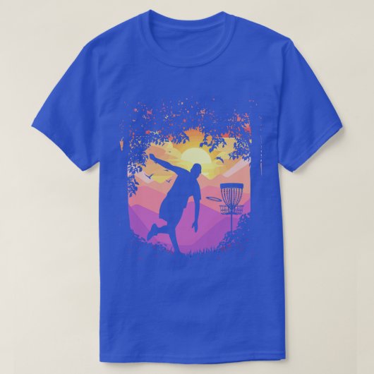 T-shirt Disque Golf Pixel Sunset Tree encadré Disque Golfe (Design devant)