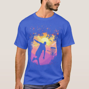 T-shirt Disque Golf Pixel Sunset Tree encadré Disque Golfe