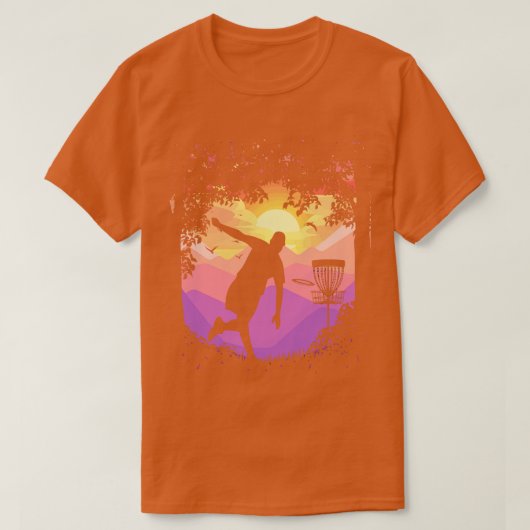 T-shirt Disque Golf Pixel Sunset Tree encadré Disque Golfe (Design devant)