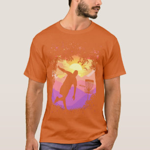 T-shirt Disque Golf Pixel Sunset Tree encadré Disque Golfe