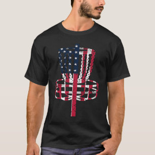 T-shirt Disque Golf US American Flag Frisbee Golf Player