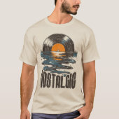 T-shirt Disque Vinyle Rétro Coucher de Soleil (Devant)
