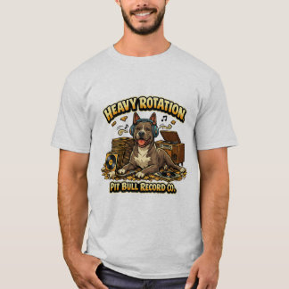 T-shirt Disques vinyles cool Pitbull ambiance Rétro