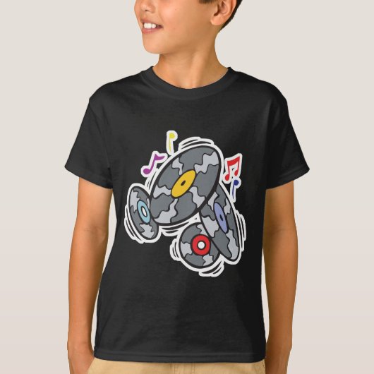 T-shirt disques vinyles vintage (Devant)