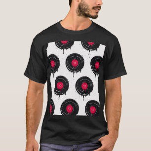 T-shirt disques vinyliques fondus, motif artistique.