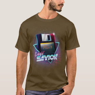 T-shirt Disquette 80s World Savior Retro Wave Disquette Or