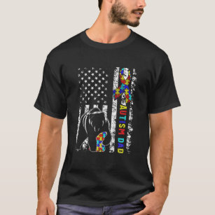 T-shirt Distorsion américaine Drapeau Autisme Papa Sensibi
