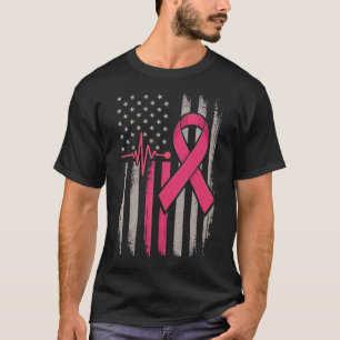T-shirt Distorsion du drapeau américain Pink Ribbon Cancer