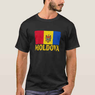 T-shirt Distorsion Retro Moldova Drapeau Hommes Femmes Enf