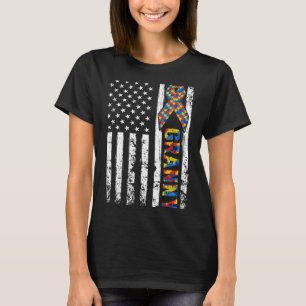 T-shirt Distorsion Usa Drapeau Autisme Granny Sensibilisat