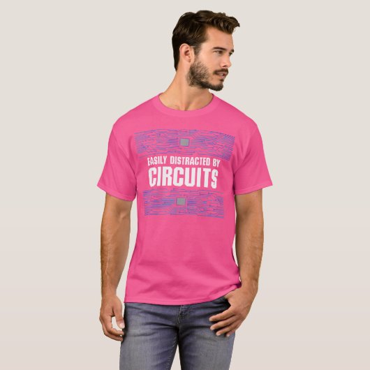 T-shirt Distrait Par Circuits Tension Des Travailleurs Éle (Devant entier)