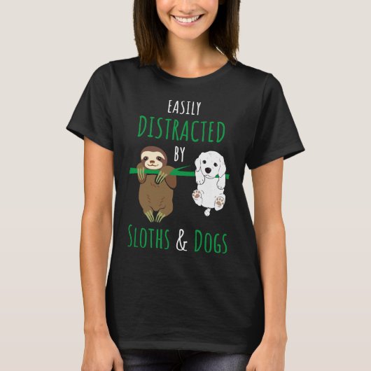 T-shirt Distrait Par Les Paresseux Et Les Chiens (Devant)