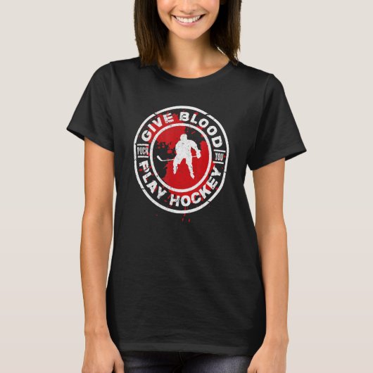 T-shirt Distresse Du Jeu De Sang Hockey Ice Hockey (Devant)