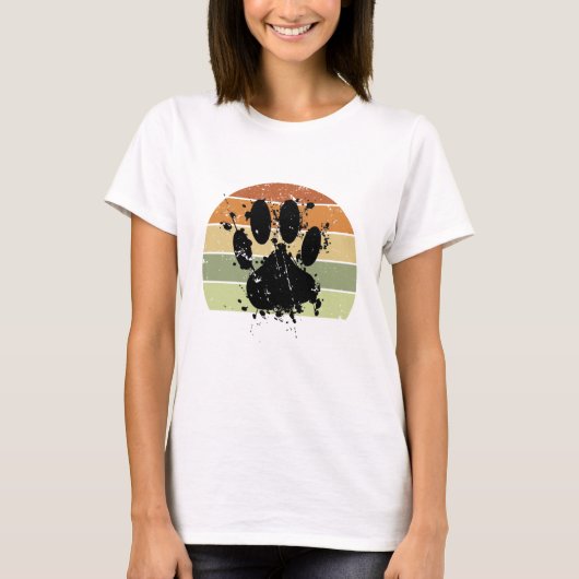 T-shirt Distresse Paint Spatter Dog Empreinte de patte Ret (Devant)