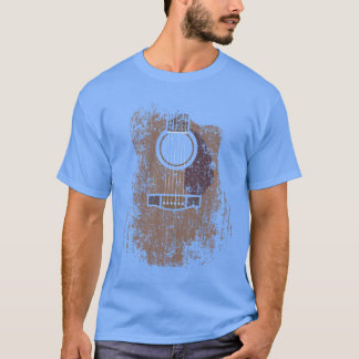 T-shirt Distressed Acoustic Guitar Vintage Player Rock Rol