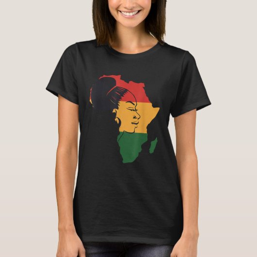 T-shirt Distressed African Map With Afro Queen In Africa F (Devant)