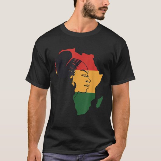 T-shirt Distressed African Map With Afro Queen In Africa F (Devant)