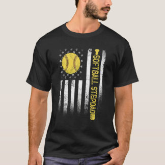 T-shirt Distressed américain Drapeau Softball Stepdad Frap