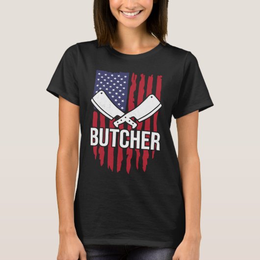 T-shirt Distressed American Flag Butcher Cleaver (Devant)